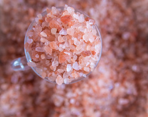 Himalayan pink sea salt in cup