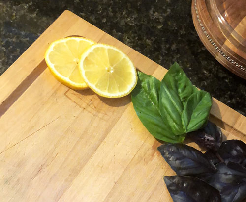 Cutting fresh basil